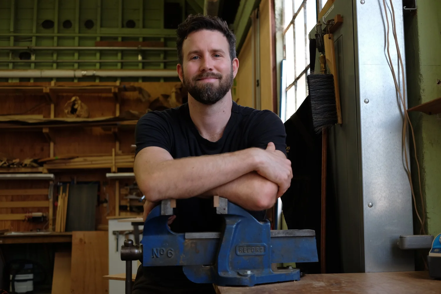 A portrait of David Flatow in his workshop