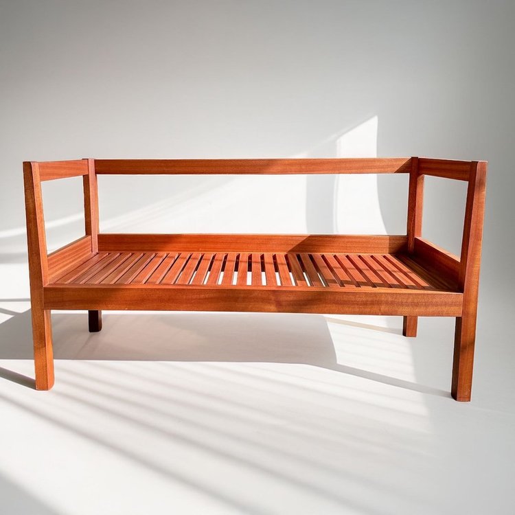 Custom bench in mahogany front view