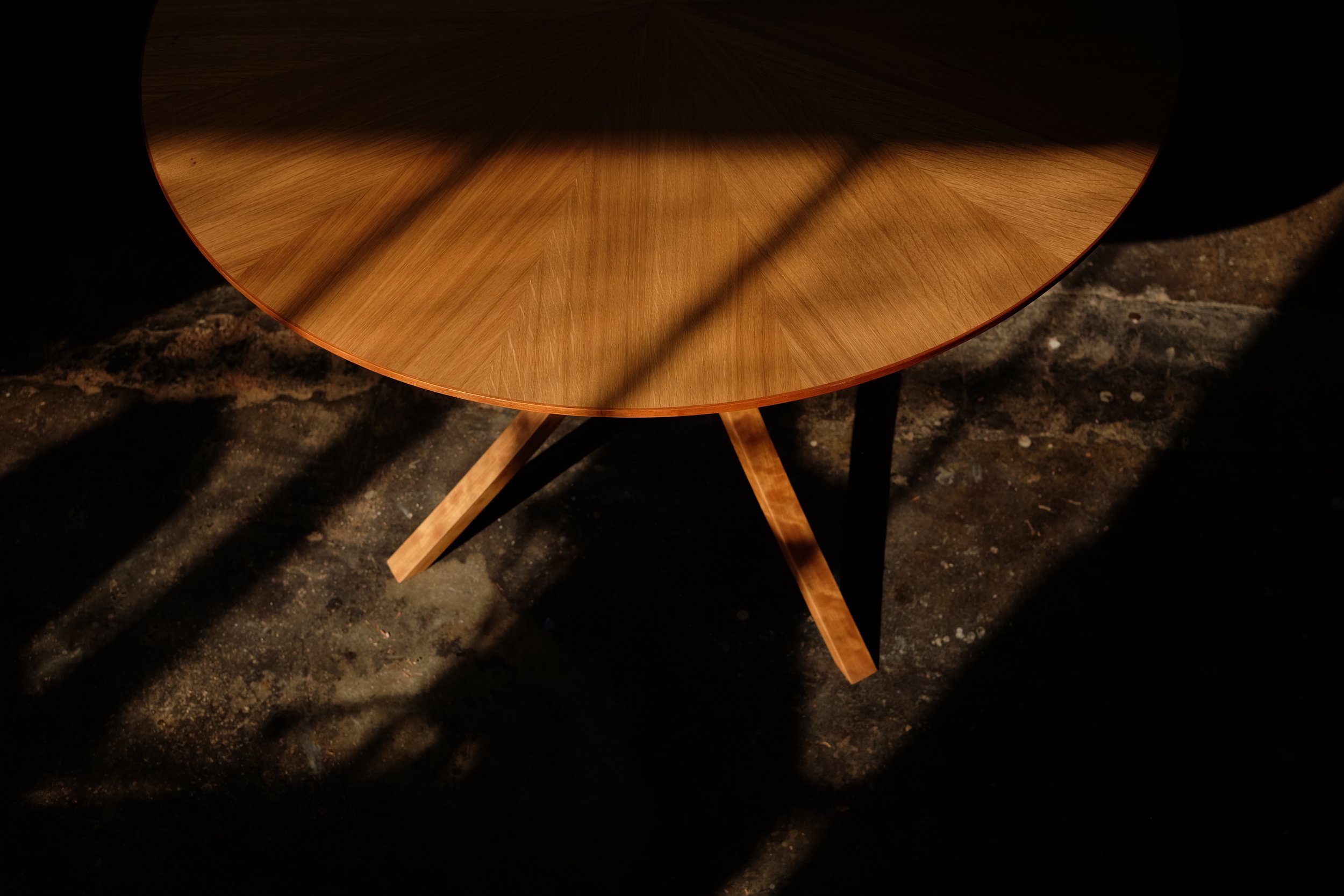 Custom white oak and cherry dining table by Flatow Furniture