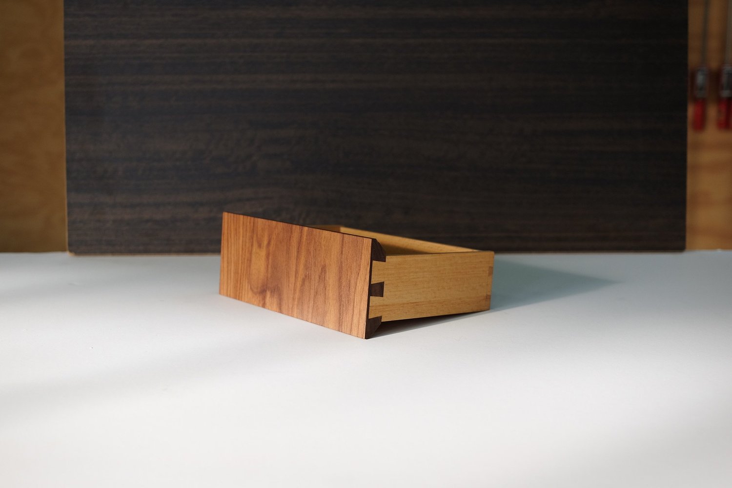 Handmade drawer with tight joinery